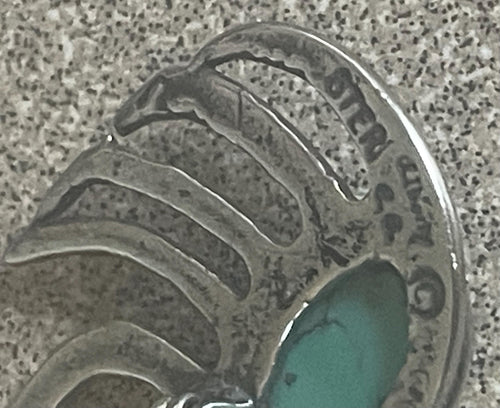 Artist Signed Vintage Native American Hopi Kokopelli Dancer Sterling Silver Turquoise Brooch Pin