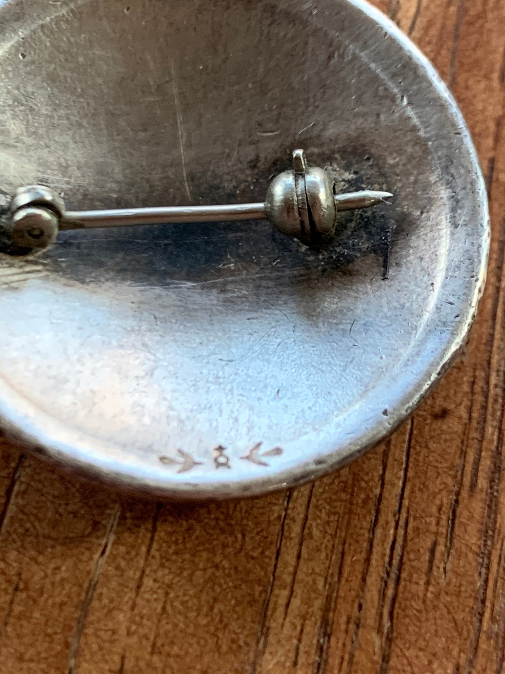 Heavy Victorian Sterling Silver Button Pin