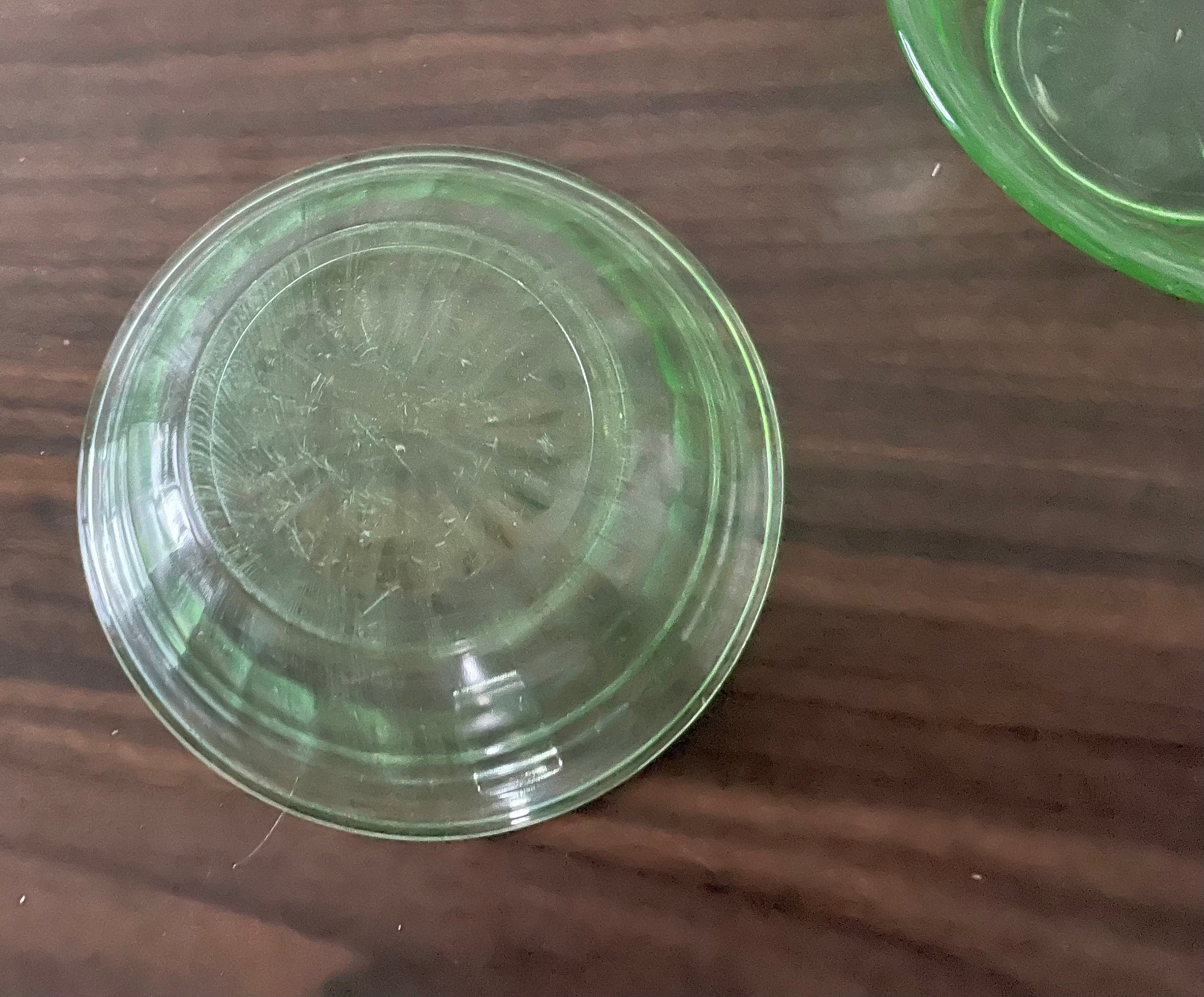Beautiful Vintage Anchor Hocking Uranium Glass Custard Dishes Bowls Set of 2