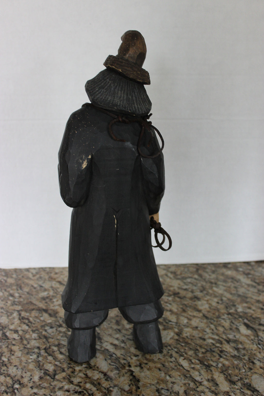 Unique Artist Signed Carved Wood Bearded Man Signed Krakow 1994