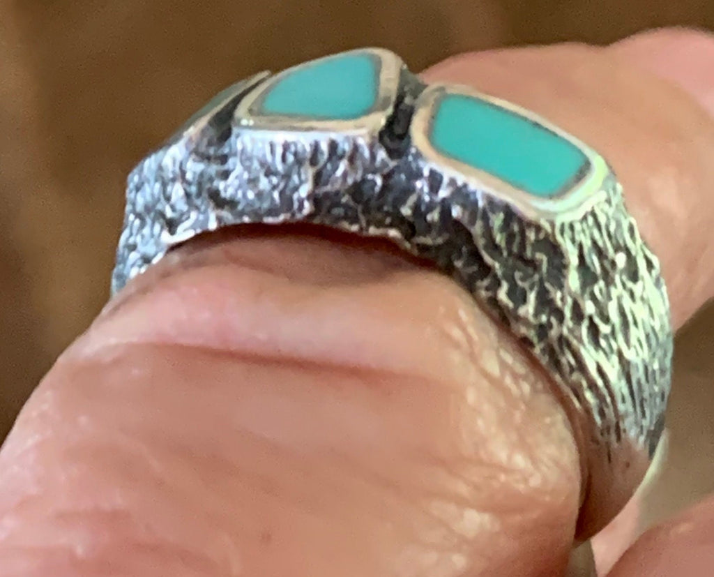 Vintage Artist Stamped Native American Turquoise Sterling Silver Ring Size 6 1/2