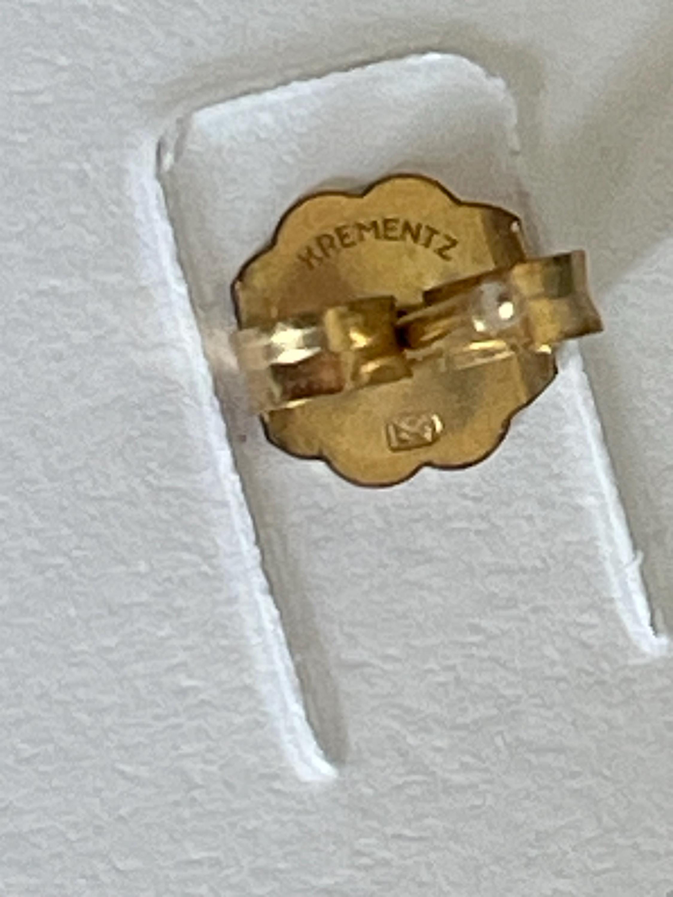 Stunning Purple Amethyst Set in 14k Gold Posts Signed Krementz on the backs.