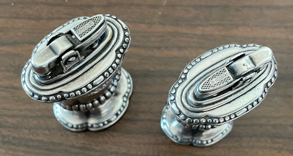 Beautiful Pair of Vintage Ronson Mayfair Silver Plate Table Lighters