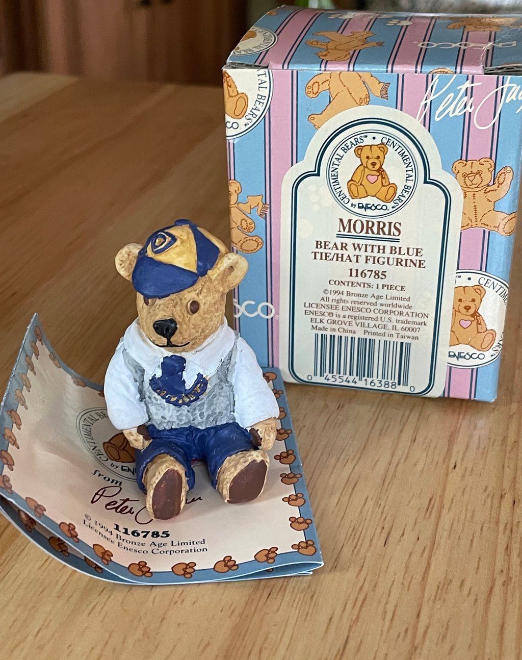 Enesco Centimental Bear Morris Minor Bear with Blue Hat Figurine #116785