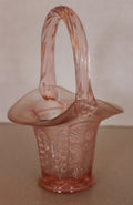 Beautiful Pink Fenton Carnival Glass Berries and Butterflies 7" Basket