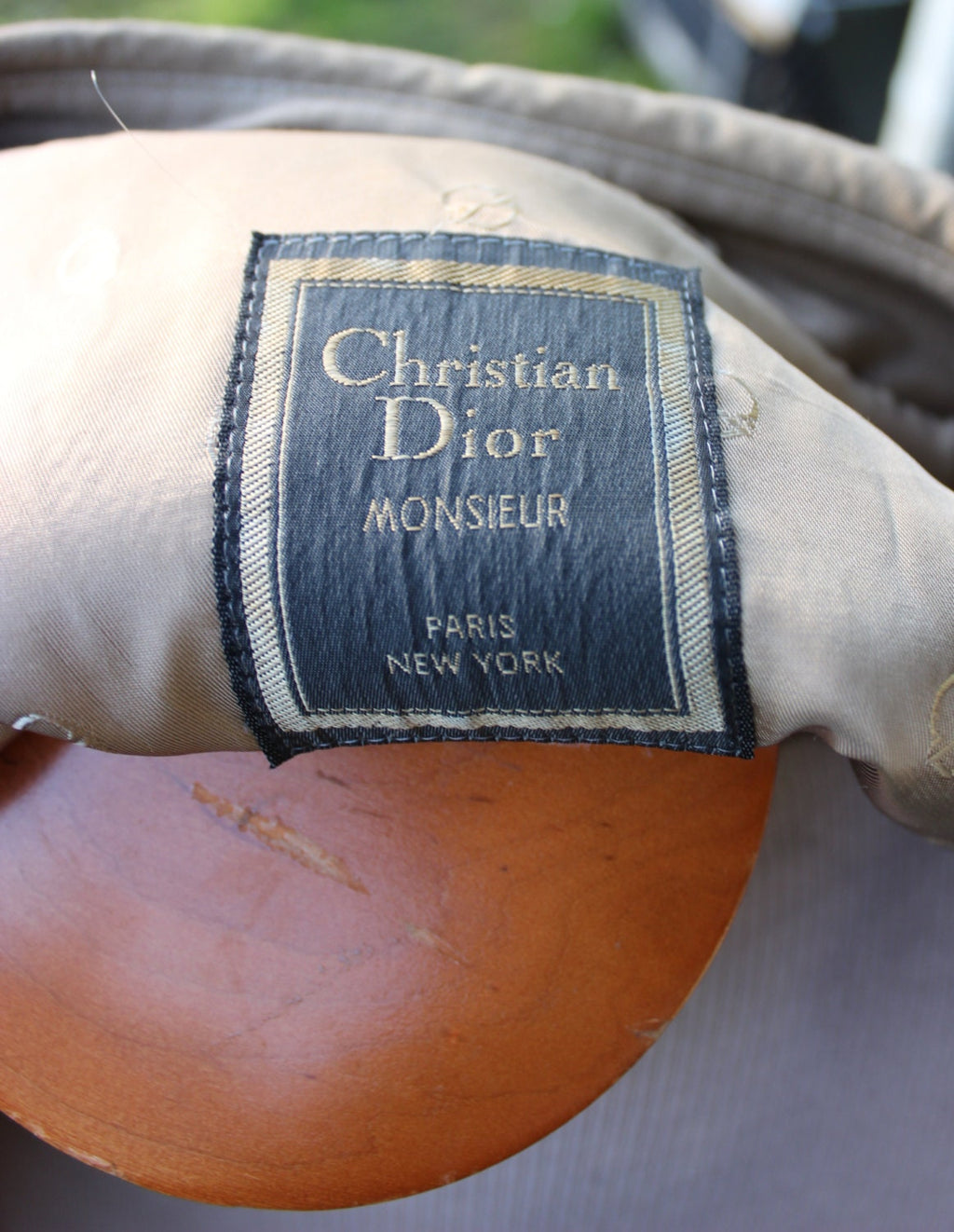 Men's Vintage Christian Dior Monsieur Rain Repellent Khaki Trench Coat Wool  liner 44R