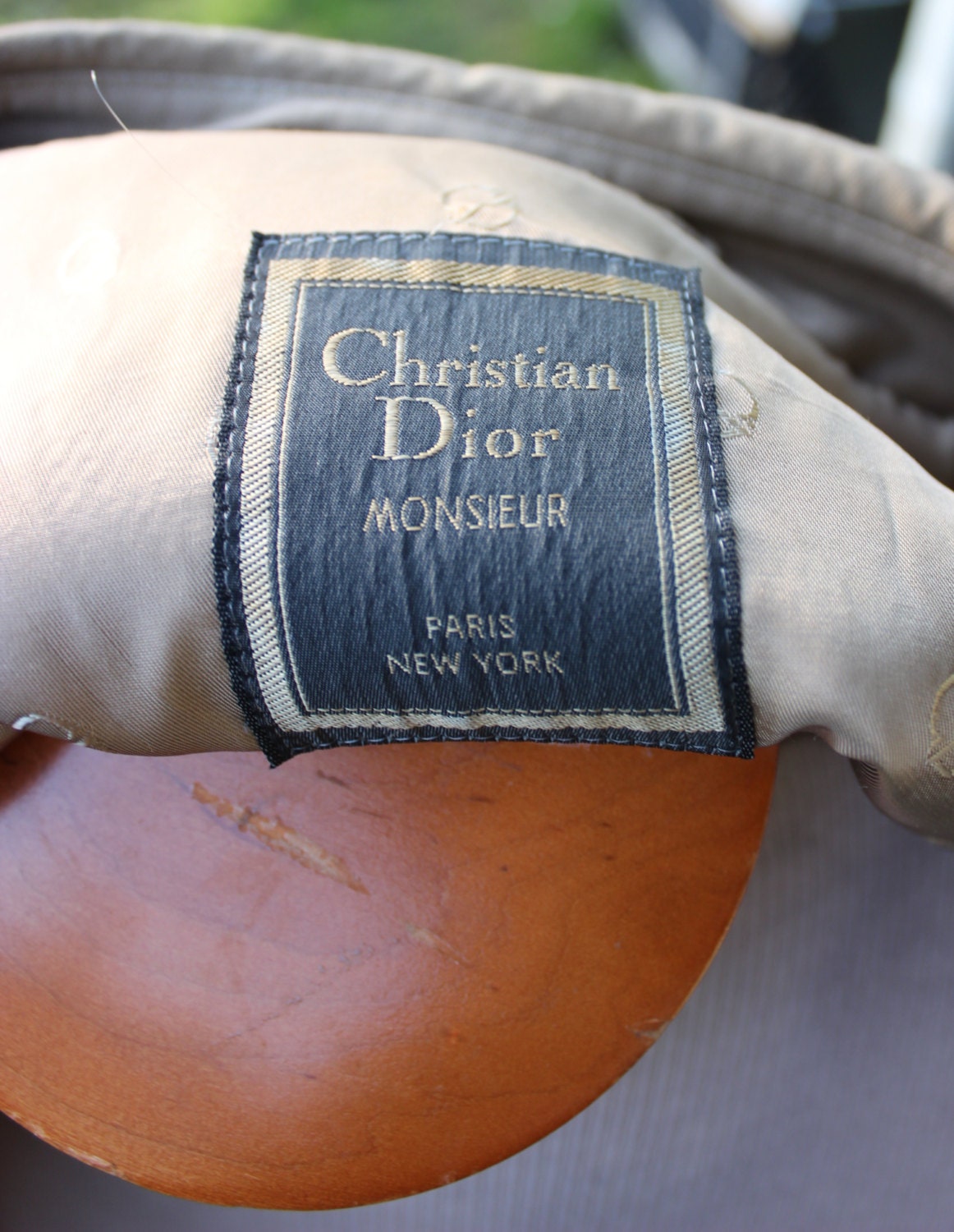 Men's Vintage Christian Dior Monsieur Rain Repellent Khaki Trench Coat Wool  liner 44R