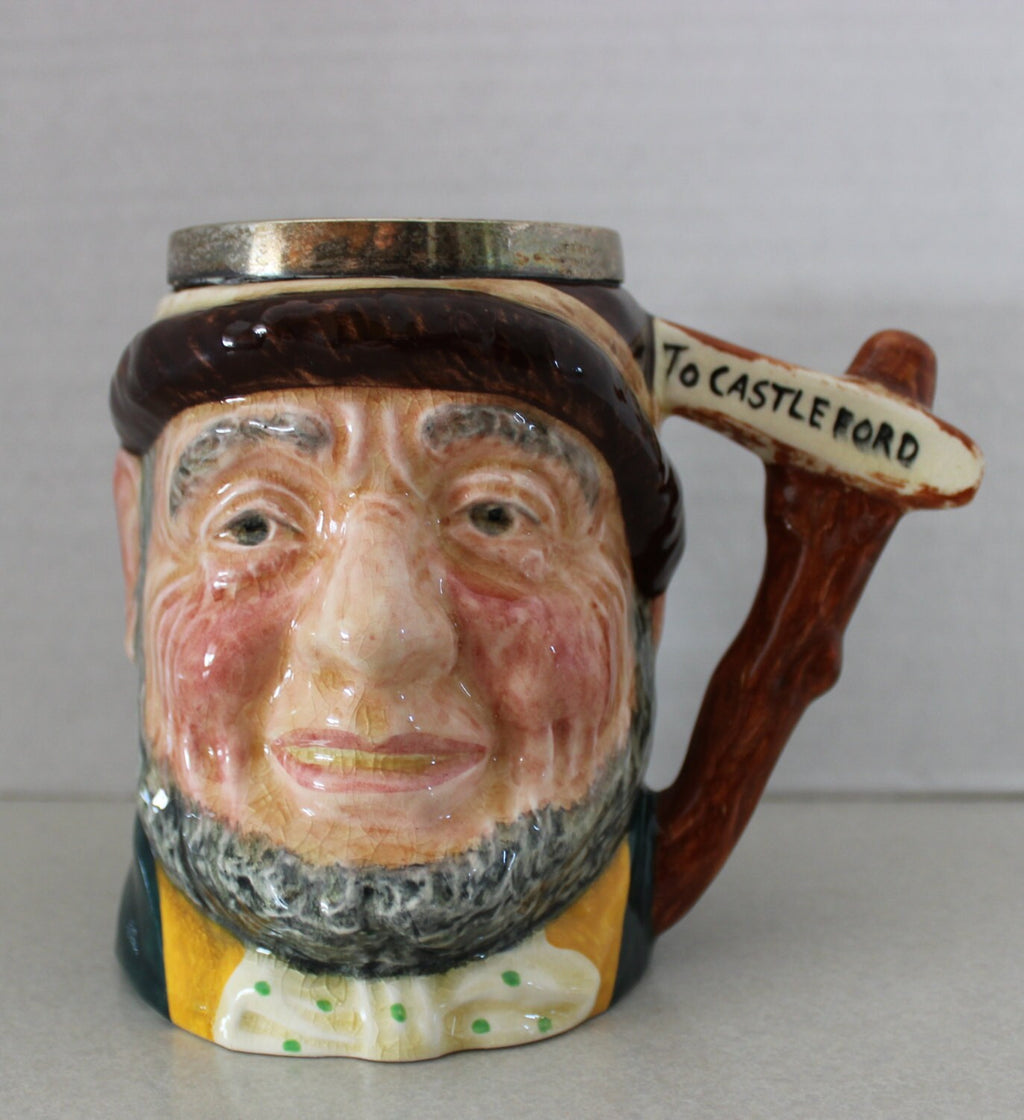 Large Lancaster Toby Jug with EPNS Silver Rim Uncle Tom Cobleigh