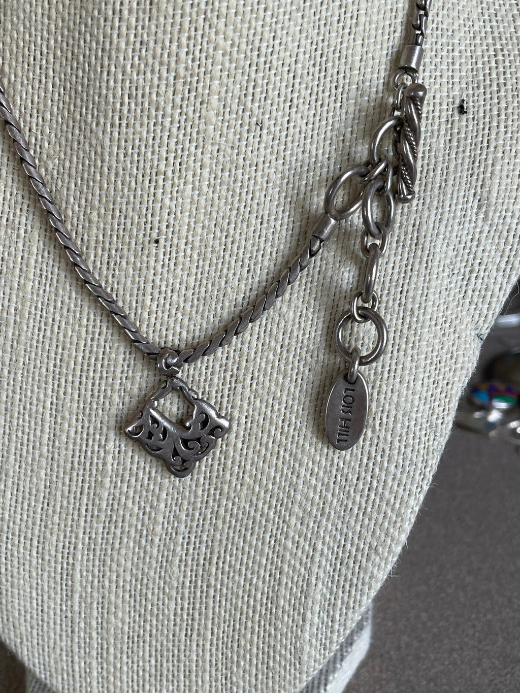 Vintage Heavy Sterling Silver Signed Lois Hill Fine Jewelry Necklace with Pendant