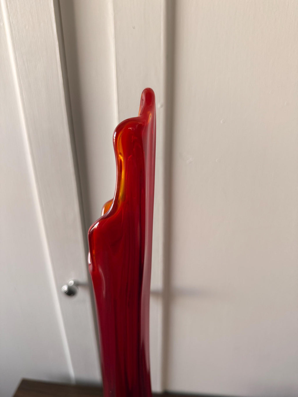 Vintage L.E.Smith MCM Simplicity Glass Amberbina Red Flame Rare Size 23" Tall