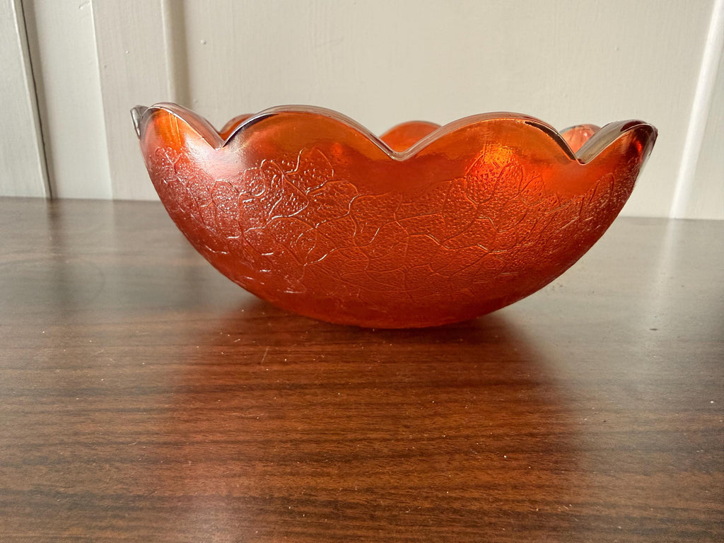 Vintage Marigold Carnival Glass Serving Bowl by Jeannette Glass Company