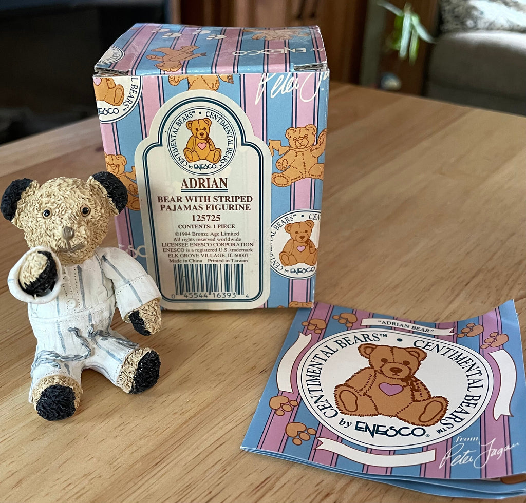 Enesco Centimental Adrian Bear with Stripped Pajamas  Figurine #125725