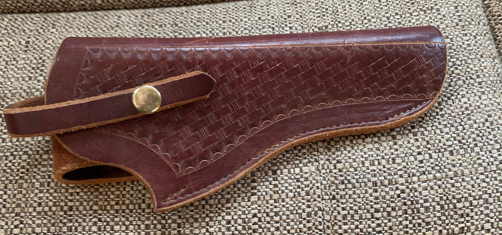 Vintage Genuine Brown Leather Hand Tooled Pistol Hand Gun Holster