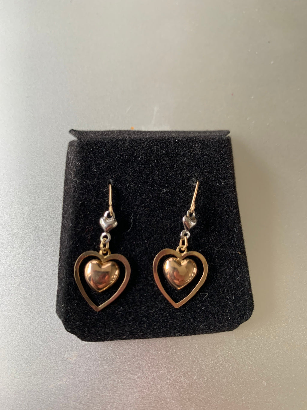 14k Gold Heart Dangle Earrings