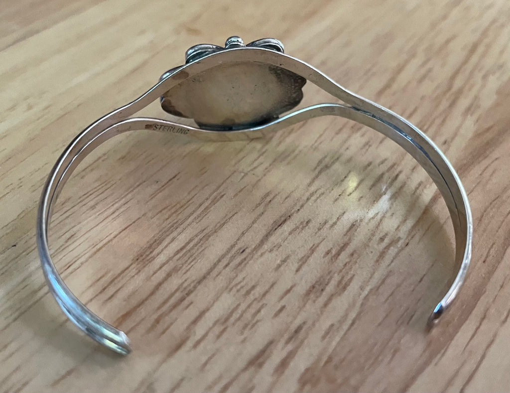 Vintage Native American Sterling Silver Turquoise Cuff Bracelet