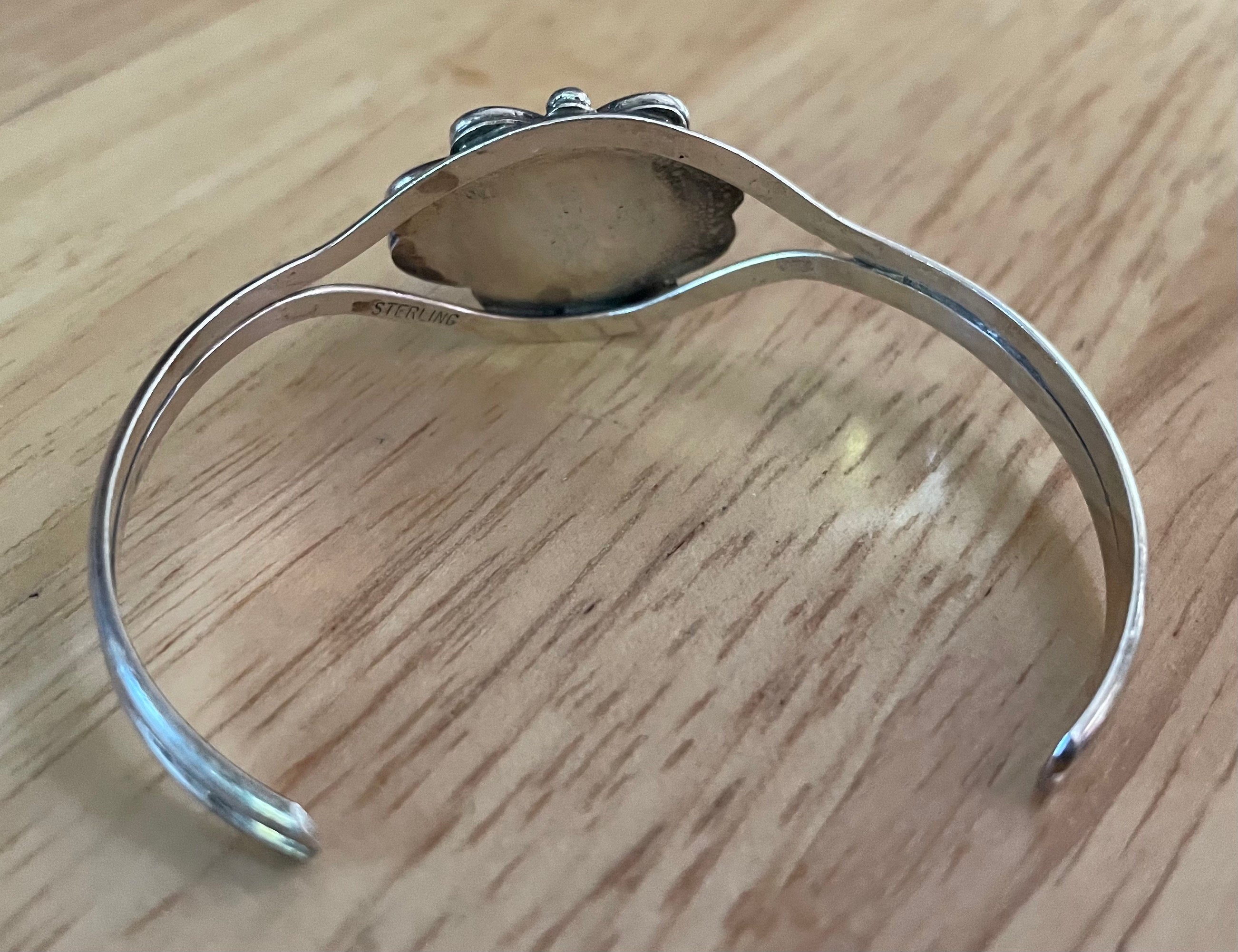 Vintage Native American Sterling Silver Turquoise Cuff Bracelet