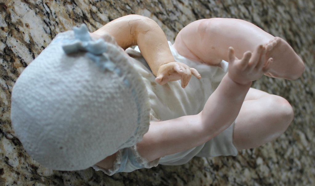 HUGE 12" Antique German Bisque Heubach Baby Stewart Piano Figurine Victorian Rare!!
