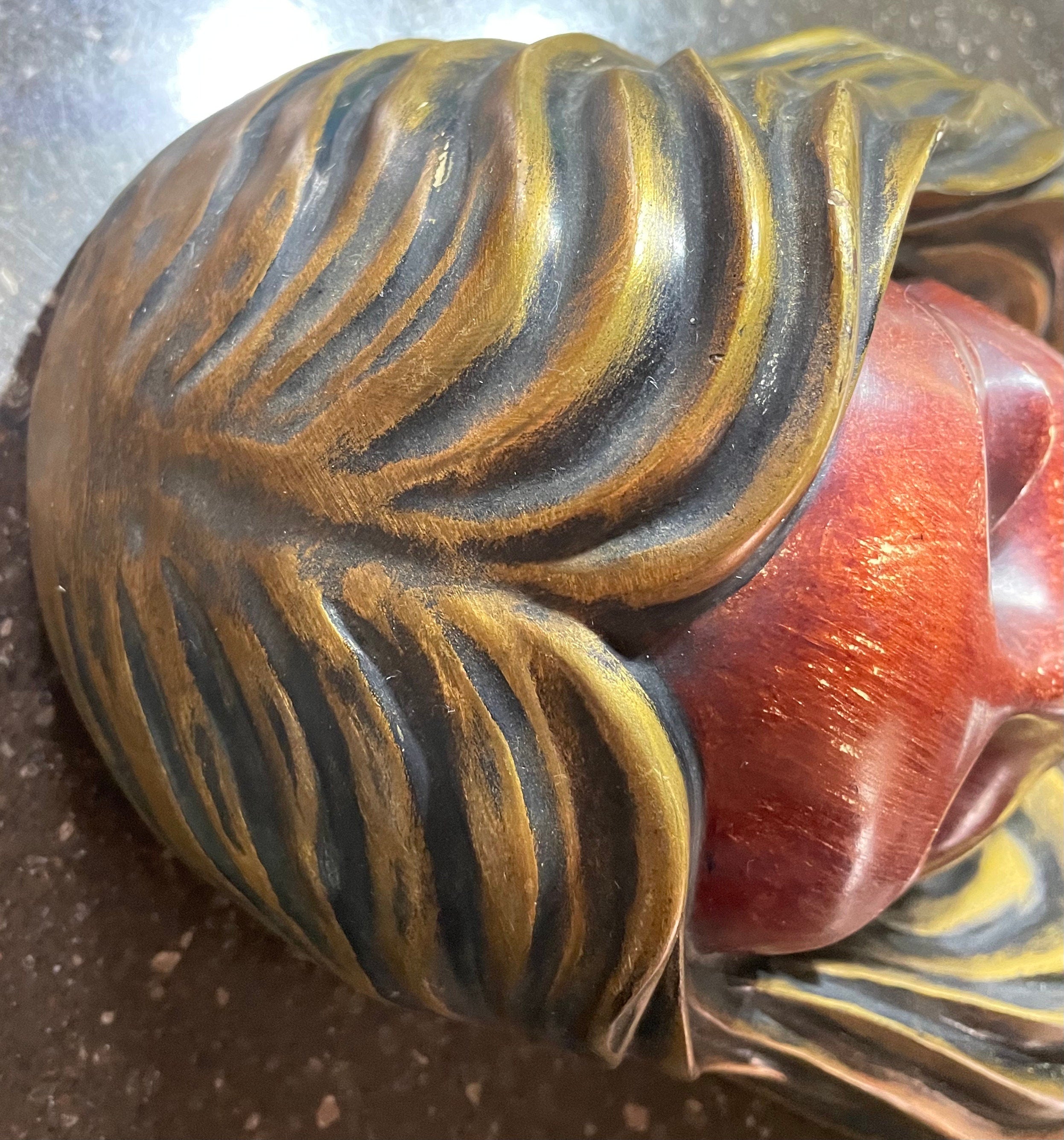 Unique Vintage Achatit Ladies Head Wall Sculpture with Original Tag