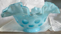 Vintage Baby Blue Fenton Coin Dot Ruffle Bowl Glassware