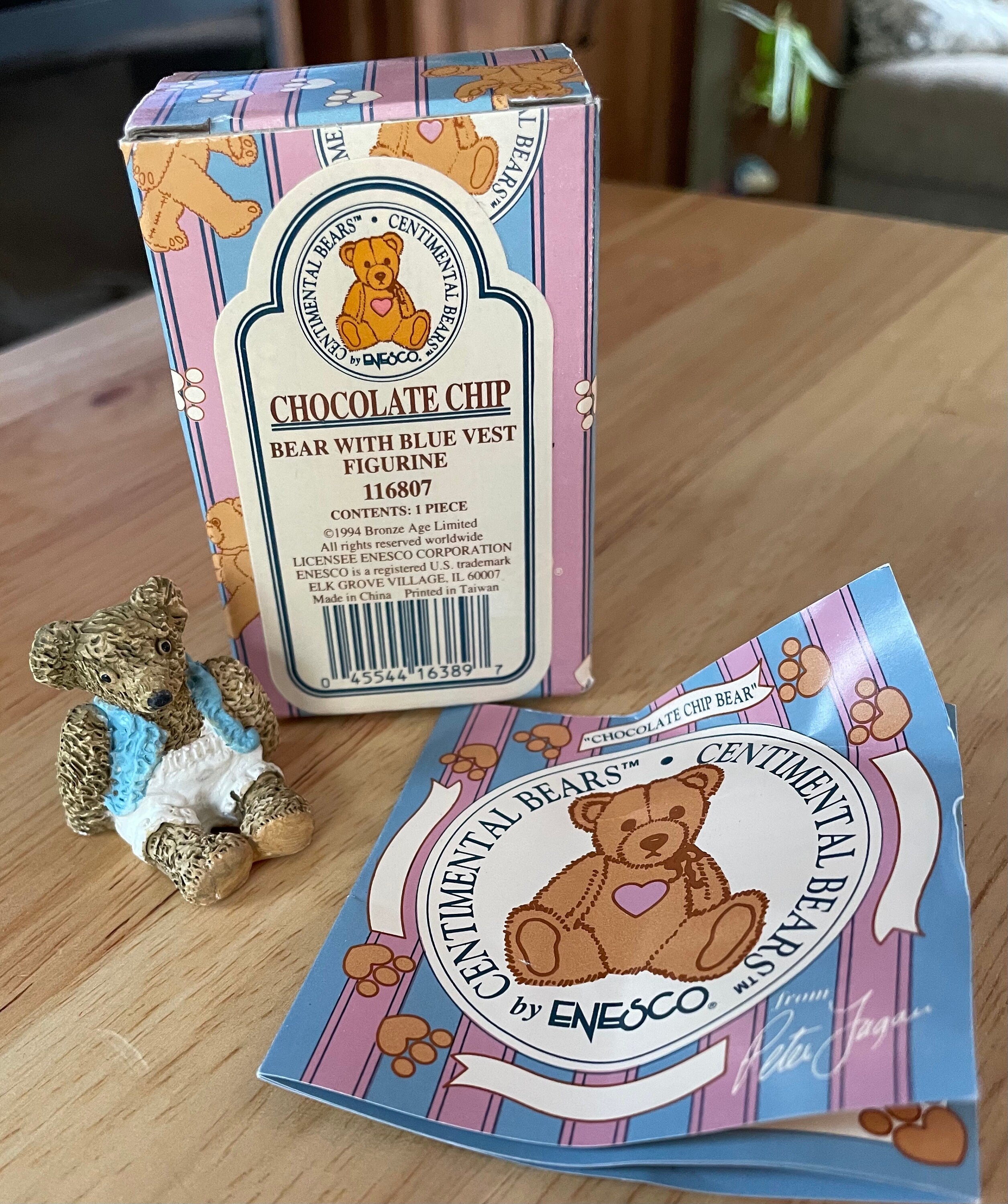 Enesco Centimental Chocolate Chip Bear with Vest Figurine #116807