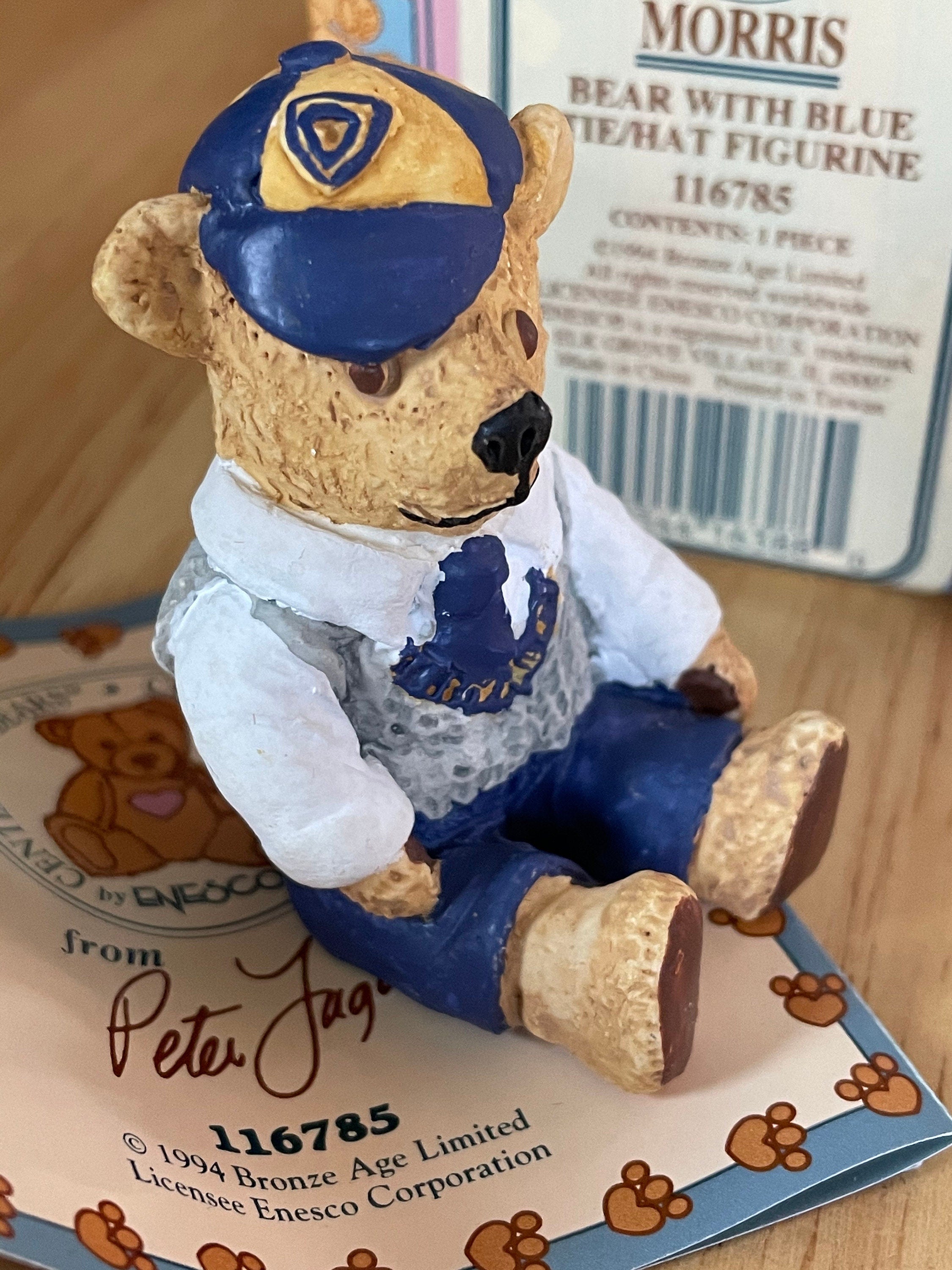 Enesco Centimental Bear Morris Minor Bear with Blue Hat Figurine #116785