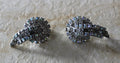 Stunning Antique Clear Rhinestone Signed Hobe Clip Earrings