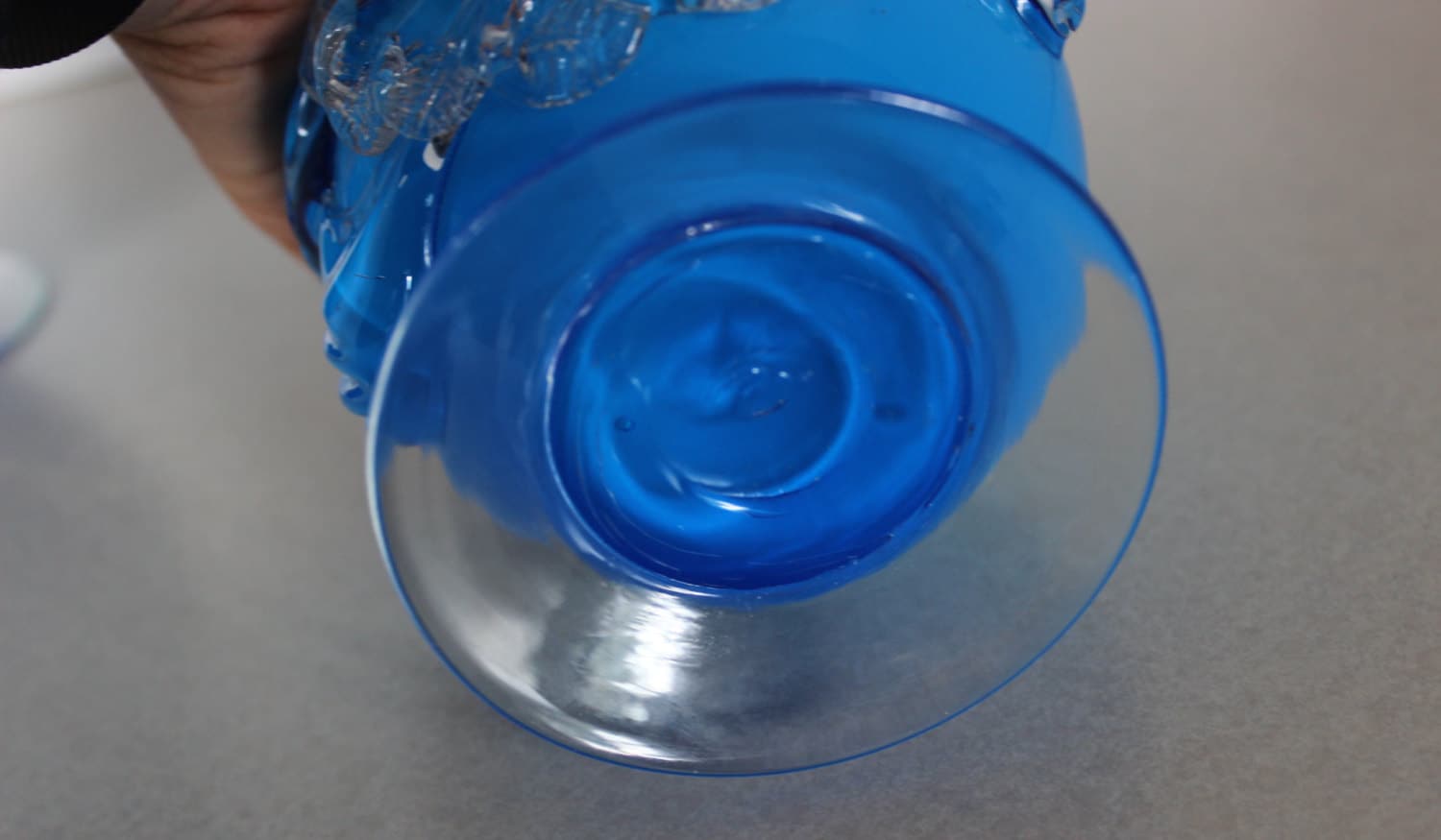 Rare Vintage Pair of Blue Stevens & Williams Hand Blown Vases w Ruffle Tops