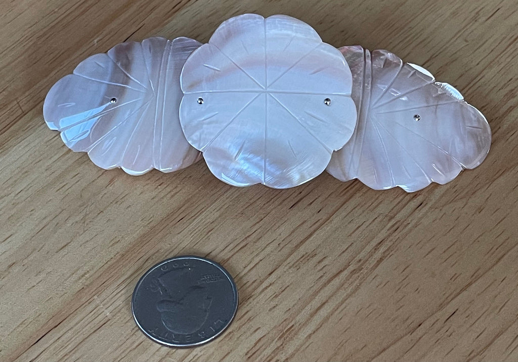 Large Vintage Carved Abalone Hair Clip