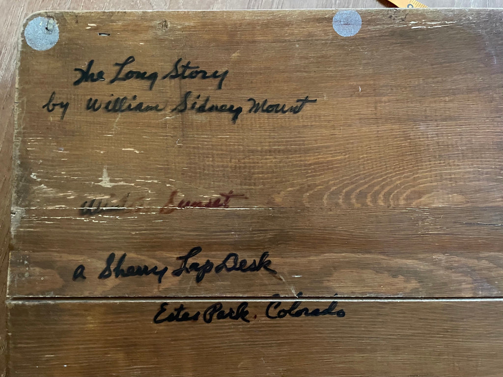 Antique Lap Desk "The Long Story" Scene William Sidney Mount