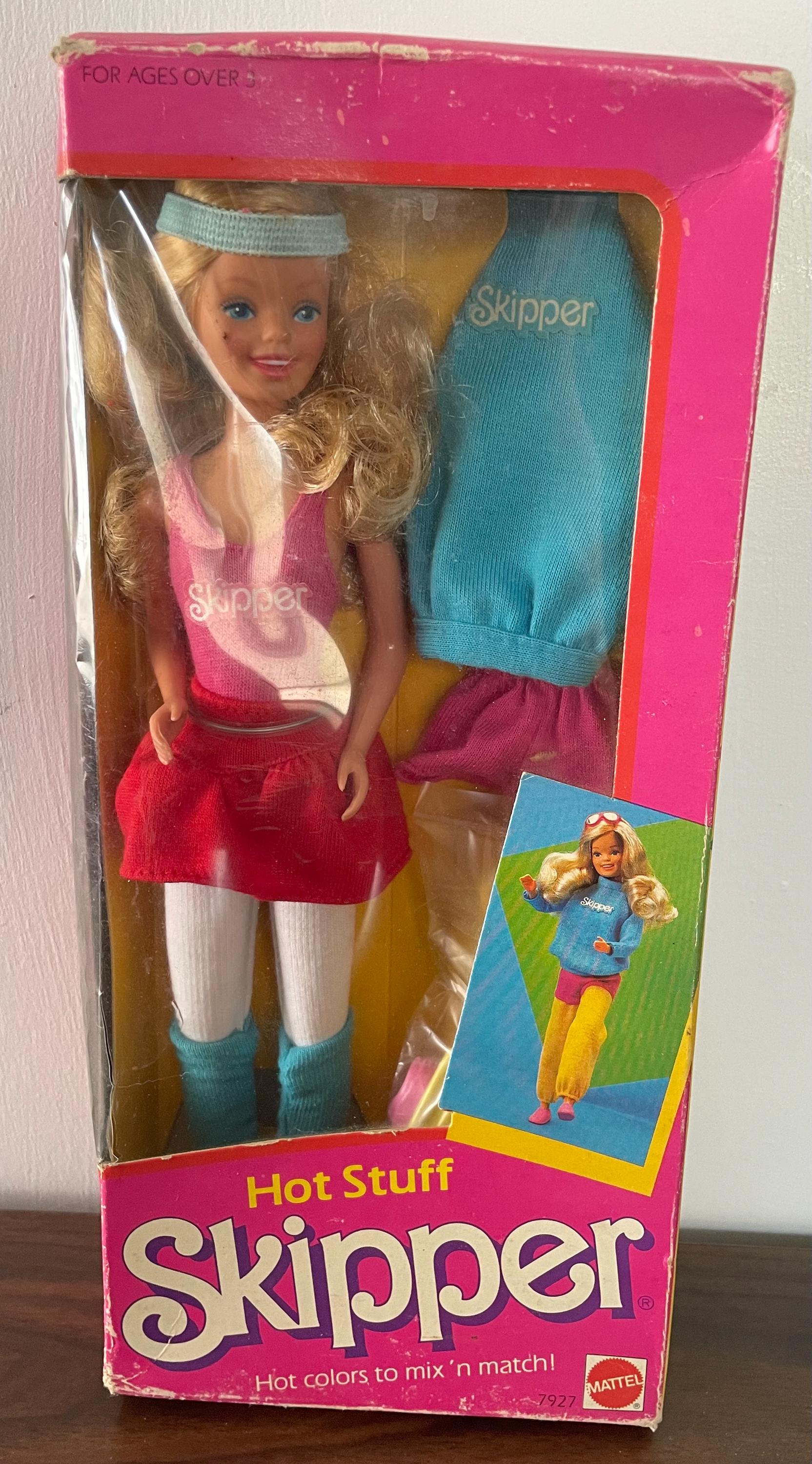Vintage 1984 Hot Stuff Skipper Doll in Pink Box Hot Colors Mix and Match Outfits