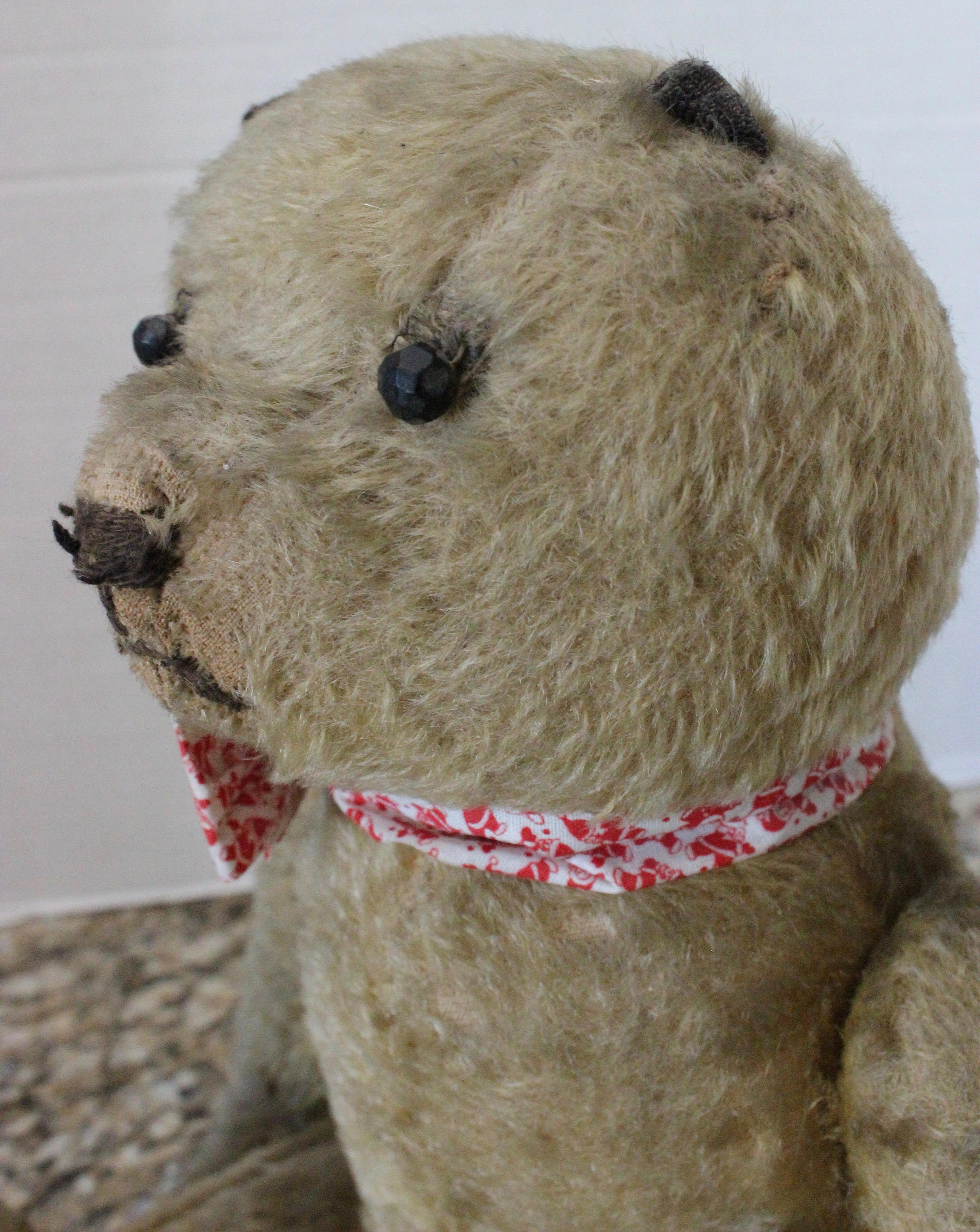 Rare Old 1920's 18" Antique German German Strunz? Steiff? Primitive Blonde Mohair Straw Stuffed Teddy Bear